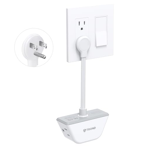TROND Flat Outlet Extender with 6 Inch Cord - 3 Way Angled Plug Extension Outlet Adapter, Cruise Ship Essentials, Small Multiple Plug Splitter for Home Office Travel, White - color: White, size: 3ac With 6 Inch Cord-3 Prong Plug, 1 Pack
