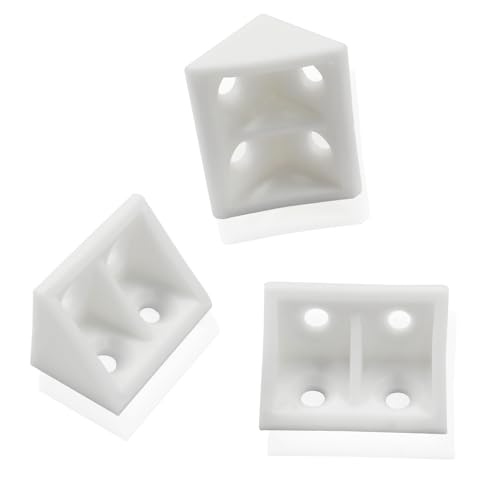 20 Pcs 0.7" White Right Angle Bracket with Screws Plastic L Brackets, 90 Degree Corner Brace Corner Support for Wood Shelf Chair Cabinet Box - style: with Screws