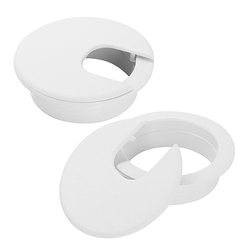 2" White Desk Grommet, JTemgle Plastic Cable Hole Cover Computer Table Cord Wire Organizer Caps Desktop Cord Management for Home Office TV Stands Tabletops, 2 Pieces - color: White, size: 2" / 50mm