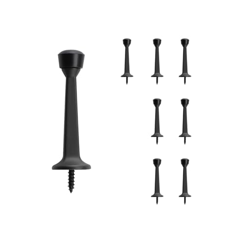 HOME MASTER HARDWARE Heavy Duty Door Stops - 3 Inch Solid Rigid Stopper w/Plastic Tips for Extra Wall & Door Protection, Matte Black, 8 Pack - color: Black, size: 8 Pack
