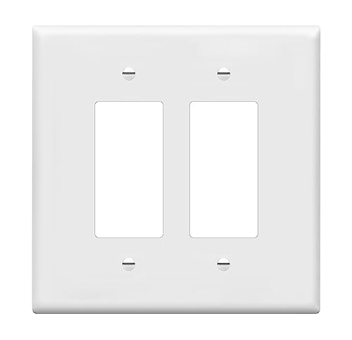ENERLITES Double Decorator Switch Cover, Two Outlet Wall Plate, Oversized 2-Gang 5.50" x 5.50", Unbreakable Polycarbonate Thermoplastic, UL Listed, 8832O-W, White - color: White, size: Oversize
