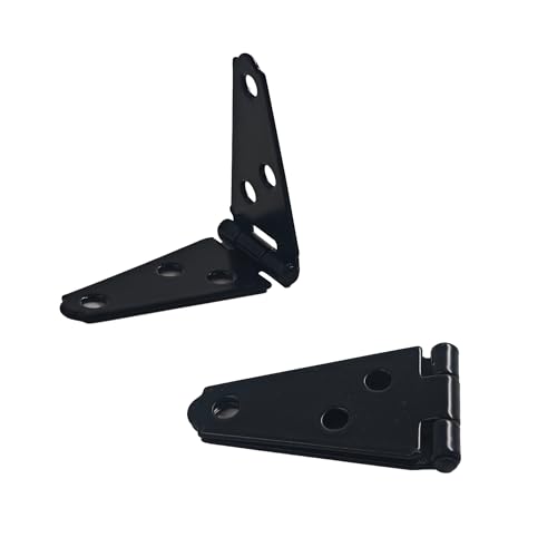6Pcs 2-Inch Heavy Duty Iron Strap Hinges, Matte Black Gate Tee Hinges for Shed, Fence, Cabinet, Wood Gate Applications with Mounting Screws - size: 2 Inch