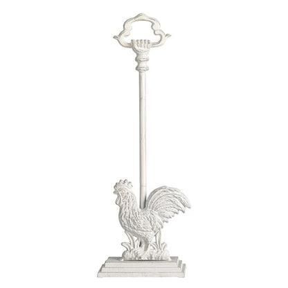 Heavy Duty Cast Iron Rooster Door Stopper, 20 Inch Tall Door Stop with Rod & Handle for Home, Farmhouse, Office - Rustic Décor - size: Distressed White - Rooster