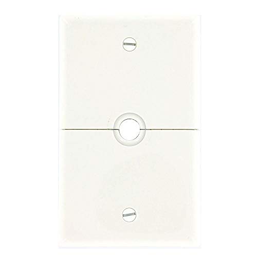 Leviton 1-Gang .625-Inch, Hole Device Telephone/Cable Wallplate, Box Mount, Horizontal Split Plate, N751-W, White - color: White