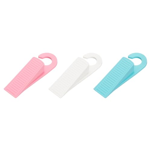 PATIKIL 3 Pcs Doorstops, Rubber Hook Door Stopper Rubber Wedge Door Protector for Bottom of Carpet Hardwood Concrete Tile All Flooring Surfaces, White/Pink/Blue - color: White/Pink/Blue