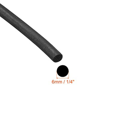 uxcell Foam Rubber Weather Seal Strip, 6mm(15/64") Diameter 6 Meters (19.69Ft) Long Round EPDM Rubber for DIY Gasket, Warehouse, Pads, Foam Tubing, Crafts - size: 6mmx6m