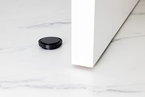 EVI Herrajes Adhesive Door Stop, Black Lacquered Stainless Steel, Modern Design, 12 x 35 mm, 1 Piece - color: Black Lacquered - Black Rubber