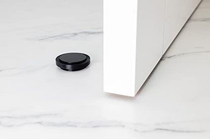 EVI Herrajes Adhesive Door Stop, Black Lacquered Stainless Steel, Modern Design, 12 x 35 mm, 1 Piece - color: Black Lacquered - Black Rubber