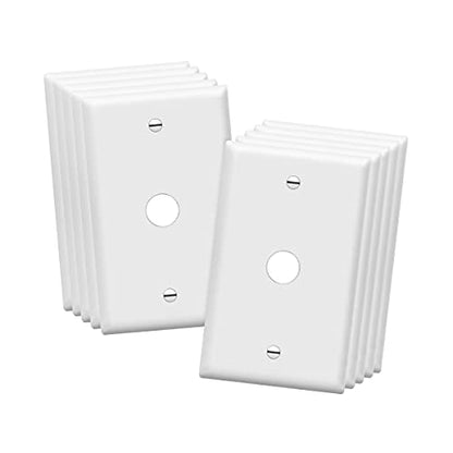 ENERLITES 1 Gang 0.406 Inch Hole Telephone/Cable Wall Cover, Fade Resistant Unbreakable Polycarbonate with Smooth Surface, 8661-W-10PCS,White, 10 Pack, 0.406", 10 Each Set - size: 10 Pack, style: Wall Plate