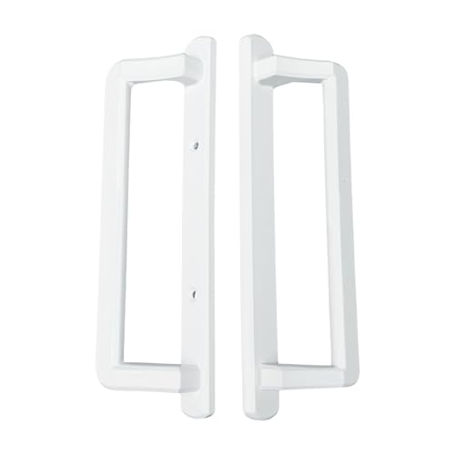 PGT 10" Sliding Door Handle Set with Thumb Latch Lever, and Screws | Interior and Exterior Replacement Patio Door Handle with 3-7/8" Hole Spacing | Fix Repair PGT Door Hardware (White) - color: White, style: Set