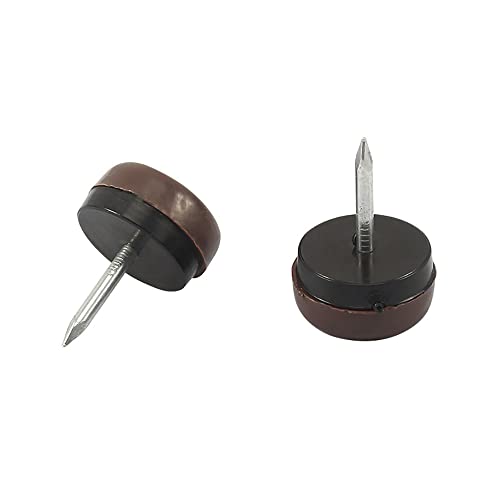 20pcs Nail on Furniture Glides 0.71 Inch (18mm) Diameter Double Thick Nylon Brown Chair Leg Floor Protectors Furniture Sliders Pads Table Foot Gliders for Hardwood Carpet and Tile Floors - size: 0.71 Inch (18mm)-Brown-20P