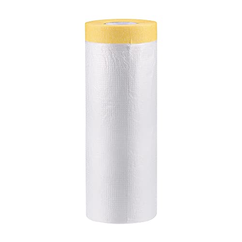 uxcell Pre-Taped Masking Film, 78.7 in x 75 Ft, Plastic Drop Cloth with Low-Tack Painters Tape for Painting Protection - size: 78.7 in x 75 Ft