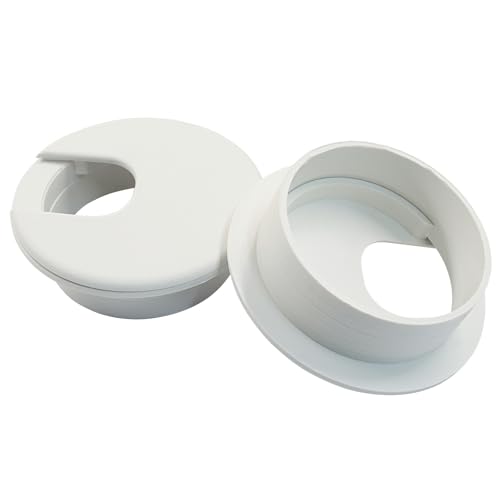 2 Pcs 2 Inch Desk Hole Cover, Plastic Wire Cord Cable Grommet for Office Desk, Computer Wire Organizer, Smooth Edge Hole Grommet with Snap-On Design (White) - color: White