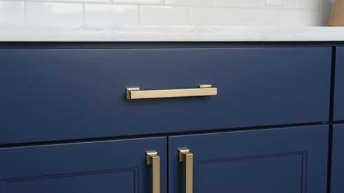 Alzassbg 10 Pack Brushed Gold Cabinet Pulls, 5 Inch(128mm) Hole Centers Kitchen Cabinet Handles for Cabinets and Drawers AL3061MGP - color: Brushed Gold, size: 5" Hole Center