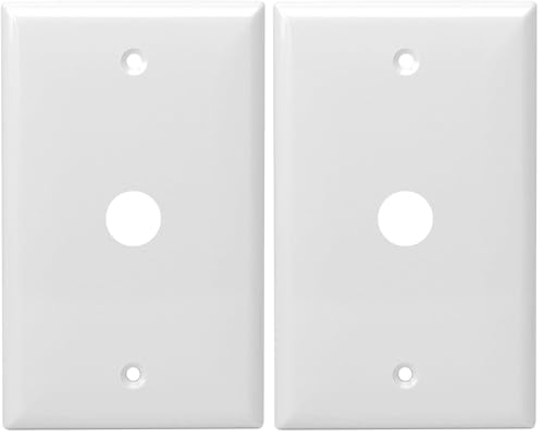 ENERLITES 1 Gang 0.406 Inch Hole Telephone/Cable Wall Cover, Fade Resistant Unbreakable Polycarbonate with Smooth Surface, 8661-W White (Pack of 2) - size: 2 Pack, style: Wall Plate