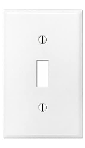 OVERSIZED 1 Gang Toggle Metal Light Switch Cover - One Gang Jumbo Wall Plate for Toggle Style Light Switches, Stainless Steel Painted White with Semi-Gloss Finish, UL Listed, 5.5" x 3.5" - Made in USA - color: 1 Gang Toggle