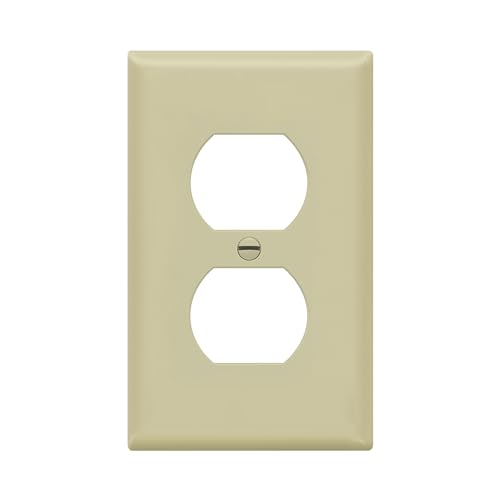 Enerlites 8821-I Duplex Receptacle Outlet Wall Plate, Standard Size 1-Gang, Polycarbonate Thermoplastic, Ivory - color: Ivory, size: Standard Size