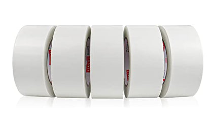 JIALAI HOME 5-Pack White Duct Tape, 2 inches x 30 Yards, 8.27 mil Thickness, Heavy Duty, Strong, Flexible, No Residue, All-Weather and Tear by Hand - for Patch, Protect and Temporary Repairs - color: White