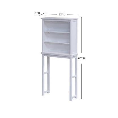 Alaterre Furniture Dorset Over-the-Toilet Storage Cabinet Set – Space-Saving Open Wall Cabinet with Adjustable Shelves, Zinc Metal Hinges, and Nylon Floor Levelers (White) - size: Toilet Shelf + Open Cabinet