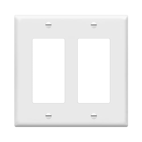 ENERLITES Decorator Light Switch or Receptacle Outlet Wall Plate, Gloss Finish, Size 2-Gang 4.50" x 4.57", Unbreakable Polycarbonate Thermoplastic, UL Listed, 8832-W, White - color: White, size: Standard Size