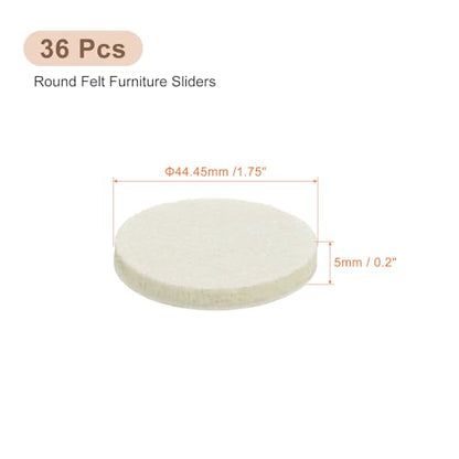 uxcell Furniture Pads, 36Pcs 1.75" - Round Self Adhesive Felt Furniture Pads, Floor Protectors for Furniture Feet Chairs Legs Hardwood Floors (Beige) - size: 1.75"