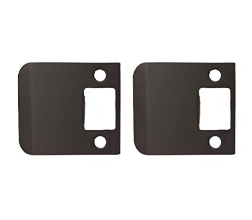 QCAA Solid Brass Extended Lip Strike, 2-1/2"X2-1/4, Oil-Rubbed Bronze, 2 Pack, Made in Taiwan