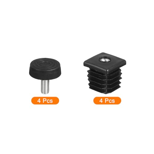 uxcell 4 Set Leveling Feet, 30x30mm Plastic Adjustable Furniture Leg Leveling Rectangle Tube Insert Screw-in Glide Levelers Fit Hole 30mm for Table Chair Furniture, Black - size: 30x30mm