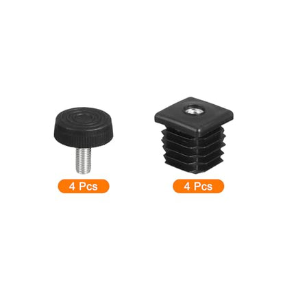 uxcell 4 Set Leveling Feet, 30x30mm Plastic Adjustable Furniture Leg Leveling Rectangle Tube Insert Screw-in Glide Levelers Fit Hole 30mm for Table Chair Furniture, Black - size: 30x30mm