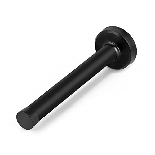 Door Stops, 6 Inch Long Door Stopper, Wall Mount, Heavy Duty Solid Black Doorstop Brushed Stainless Steel with Soft Rubber Bumper Tips - color: Black, size: 6 Inch