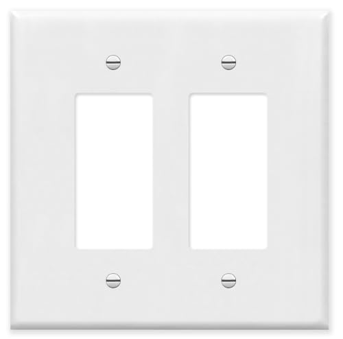 OVERSIZED 2 Gang Rocker - Decorator Metal Wall Plate - Wall Plate for Rocker Style Light Switches, GFCI, Electrical Plug Outlets, Steel Painted White, Made in USA, UL Listed, 5.5 x 5.5 Inches - color: 2 Gang Rocker