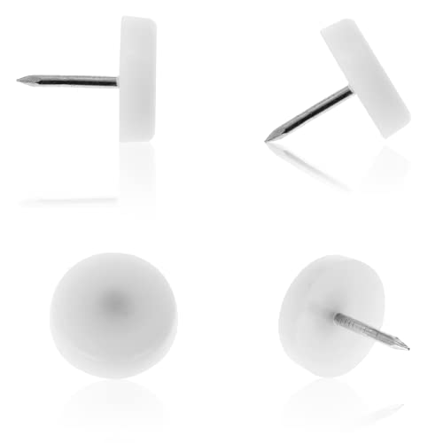 40 PCS Nail in Furniture Glides 18mm Nylon Chair Glides for Wood Floors, White Plastic Table Leg Protectors Chair Feet Sliders, Plastic Chair Legs Tack on Furniture Pads for Hardwood Floors - size: 40 PCS
