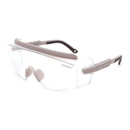 UKNOW Safety Goggles Over Glasses, Safety Glasses Anti Fog Wraparound Eye Protection, Protective Eyewear ANSI Z87.1 - color: Tiramisu