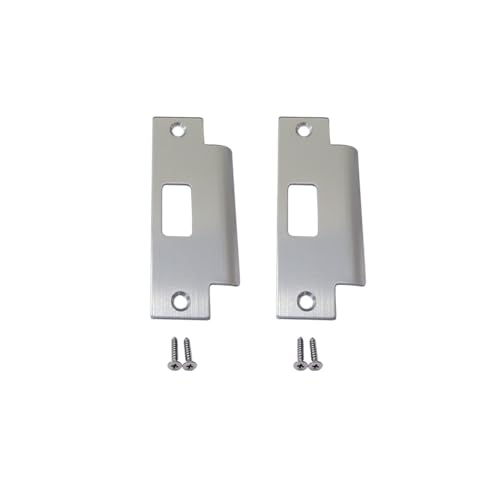 QCAA Stainless Steel Extended Replacement Lock Strike Plate, Round Corner, 4-7/8" for Deadbolt, US32D, 2 Pack, Made in Taiwan - color: Satin Nickel, size: 2 Pack