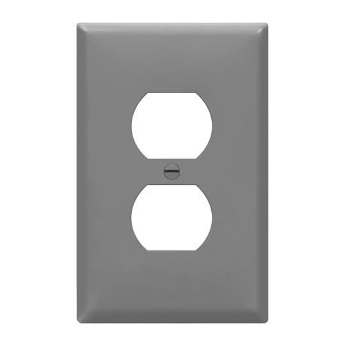 ENERLITES Duplex Receptacle Outlet Wall Plate, Electrical Outlet Cover, Gloss Finish, Mid-Size 1-Gang 4.88" x 3.11", Unbreakable Polycarbonate Thermoplastic, UL Listed, 8821M-GY, Gray - color: Gray, size: Mid-Size