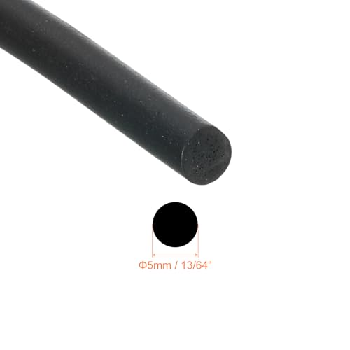 uxcell Nitrile Rubber Round Seal Strip, 5mm(13/64") Diameter 3 Meters (9.84Ft) Long Hard Solid Rubber Weather Stripping for DIY Gasket, Industrial Equipment, and Furniture - size: 5mmx3m