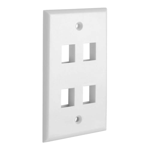Cmple - 4 Port Keystone Wall Plate 1 Gang Wall Plate with Standard Size Ethernet Wall Plate Keystone Wall Plate Compatible with Keystone Jack, HDMI Keystone - White - color: 4 Port White, size: Single