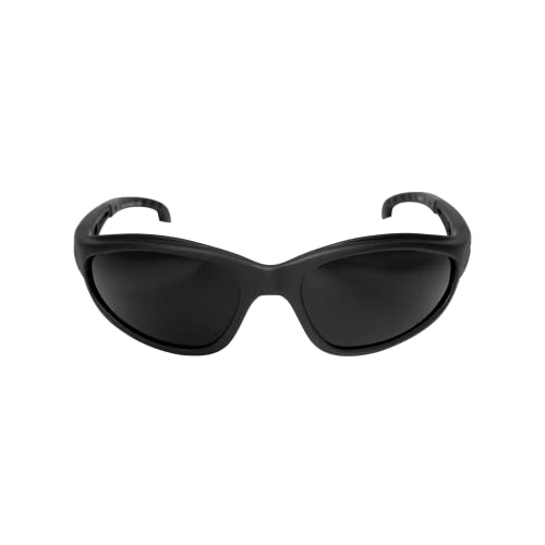 Edge TSM216 Dakura Polarized Wrap-Around Safety Glasses, Anti-Scratch, Non-Slip, UV 400, Military Grade, ANSI/ISEA & MCEPS Compliant, 5.04" Wide, Matte Black Frame / Smoke Lens - color: Smoke