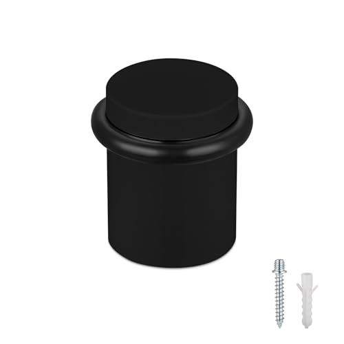 Floor Door Stopper Door Stop-Classy Solid Steel Modern Heavy Duty Door Stoppers -Floor Mount Anchor Screw-Wall Protector for Commercial Door(Black, 1.5 Inch) - color: Black, size: 1.5 Inch