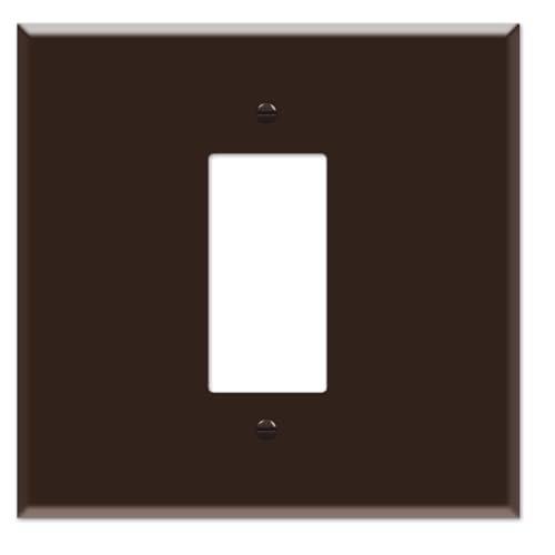 OVERSIZED Metal Switch Plate, 2 Gang Jumbo Decorator Cover Plate (for 1 Centered Device), Switch Cover for Rocker Switches, GFCI, Steel Painted Brown - UL Listed, 5.5" x 5.5" - Made in USA - color: Decorator - Brown