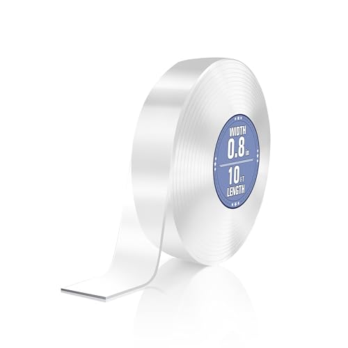 Double Sided Tape Heavy Duty, Clear Nano Tape, 0.8'' x 120'' Two Sided Mounting Adhesive for Walls Posters Carpet, Removable Space Gel Strip, 1/12" Thick