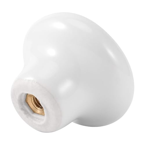KEILEOHO 25 Pack Ceramic Cabinet Knobs, 1.26Inch/32mm White Drawer Knobs with Screws, Round Drawer Dresser Knob Pulls, White Cabinet Knob for Dresser, Door, Kitchen - size: 25 PCS