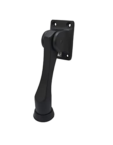 QCAA Solid Brass Drop Down Door Stop, 4", Matte Black, 1 Pack - color: Matte Black, size: 1 Pack