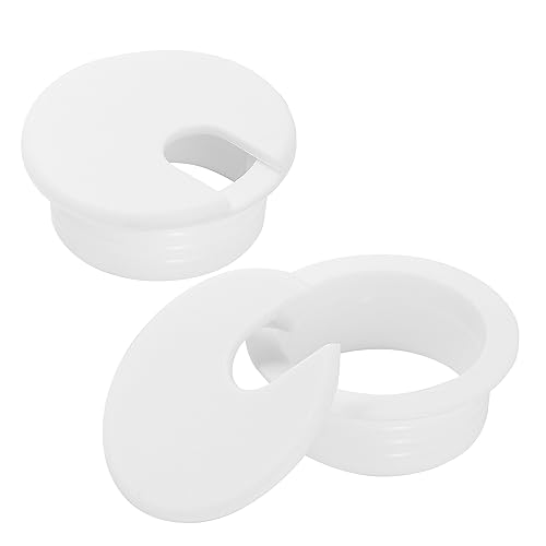 1-1/2" White Desk Grommet, JTemgle Plastic Cable Hole Cover Computer Table Cord Wire Organizer Caps Desktop Cord Management for Home Office TV Stands Tabletops, 2 Pieces - color: White, size: 1-1/2" / 38mm