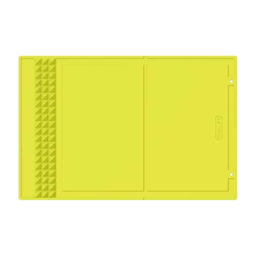 Mullet Workbench Duty Mat - Heat-Resistant Silicone Work Mat for Tool Hardware Organization | Non-Slip, Easy-to-Clean, Roll-Up Mat (23.5” x 15.5”) Hi-Vis Yellow