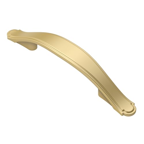 Alzassbg 10 Pack Brushed Gold Cabinet Pulls, 3 Inch(76mm) Hole Centers Cabinet Handles Arch Kitchen Hardware for Cabinets and Drawer AL3028MGP - color: Traditional Handles - Brushed Gold, size: 3" Hole Center