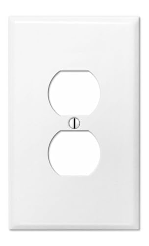 OVERSIZED Metal Outlet Cover, 1 Gang OVERSIZE Electrical Outlet Cover Plate, Socket Cover for Outlets, Outlet Wall Plate, One Gang White Wall Plug Cover - Made in USA, UL Listed, 5.5 x 3.5 Inches - color: 1 Gang Outlet