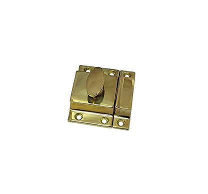 QCAA Traditional Large Oval Turn Cabinet Latch, Solid Brass, 2", for Cupboard & Other Furniture, Polished Brass, 1 Pack, Made in Taiwan - color: Polished Brass, size: 1 Pack