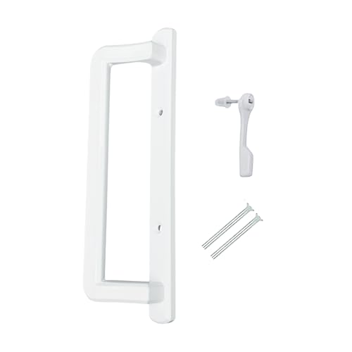 PGT 10" Sliding Glass Door Interior Handle with Thumb Latch Lever and Screws | Inside Handle Replacement w/ 3-7/8" Hole Spacing | Fix and Repair PGT Door Hardware - White - color: White, style: Interior