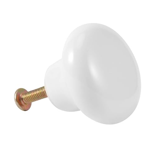 KEILEOHO 25 Pack Ceramic Cabinet Knobs, 1.26Inch/32mm White Drawer Knobs with Screws, Round Drawer Dresser Knob Pulls, White Cabinet Knob for Dresser, Door, Kitchen - size: 25 PCS