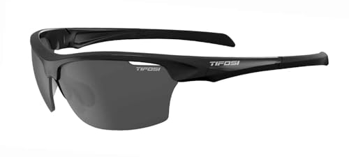 Tifosi Intense Sport Sunglasses Men & Women - Ideal For Golf, Pickleball, Running & Tennis. Vented Lenses Prevent Fogging - color: Gloss Black W/Smoke Lens Silver Mirror